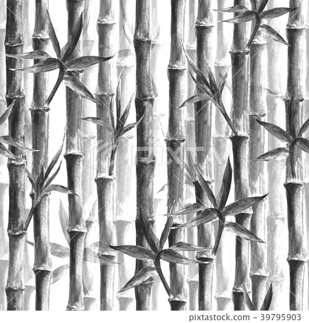 Black And White Bamboo Forest Seamless Pattern - Stock Illustration ...