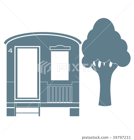 Stylized icon of a colored house for camping Stylized icon of a colored house for camping 39797231