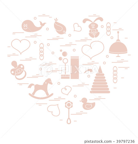 kids elements arranged in a heart 39797236