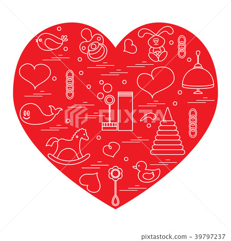 kids elements arranged in a heart kids elements arranged in a heart 39797237