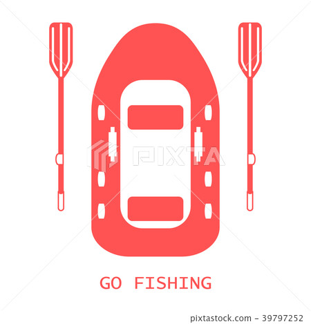 Stylized icon of a colored inflatable boat with Stylized icon of a colored inflatable boat with 39797252