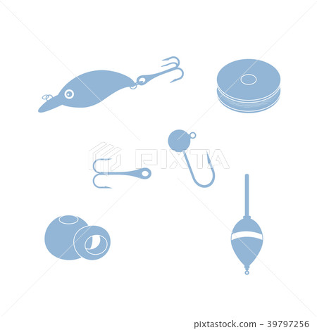 Colorful set of different tools for fishing Colorful set of different tools for fishing 39797256