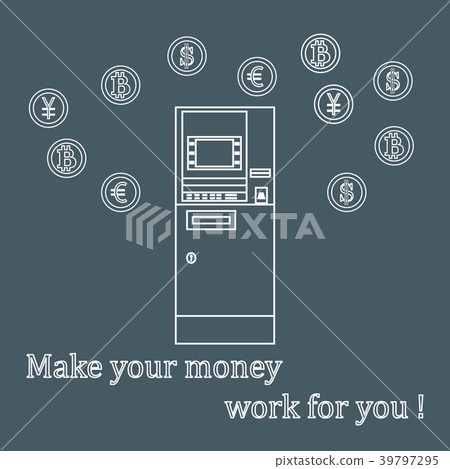 Stylized icon of a colored automatic teller 39797295