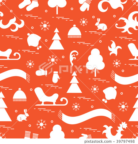 Seamless pattern with variety winter elements: Seamless pattern with variety winter elements: 39797498