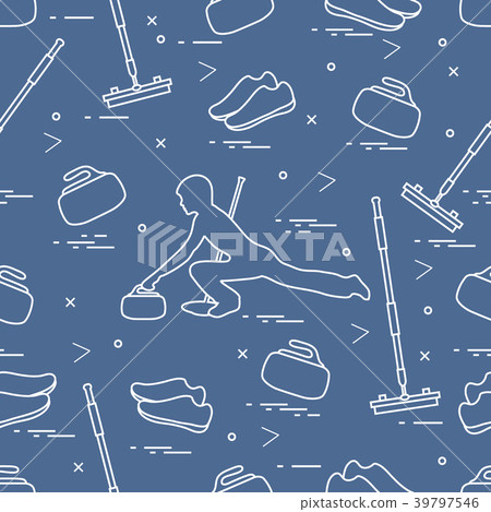 Vector pattern of different objects curling sport Vector pattern of different objects curling sport 39797546