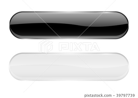 Black and white glass buttons. Web oval 3d icons 39797739