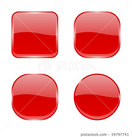 Red glass buttons. Shiny geometric 3d icons - Stock Illustration ...