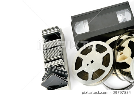 Old photo and video equipment isolated on white  39797884