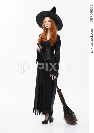 Halloween Witch Concept - Full-length Happy Halloween Witch Concept - Full-length Happy 39799098