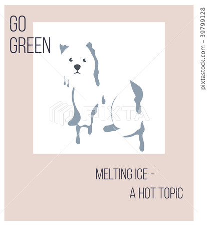 Concept poster with melting polar bear. Concept poster with melting polar bear. 39799128