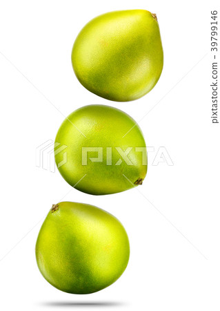Falling of pomelo isolated on white background 39799146