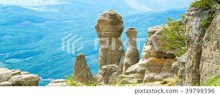 Amazing panoramic view of rock formations, Crimea Amazing panoramic view of rock formations, Crimea 39799396