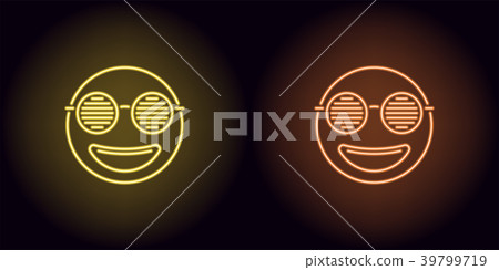 Neon stylish emoji in yellow and orange color Neon stylish emoji in yellow and orange color 39799719