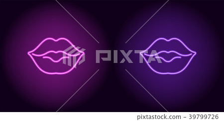 Neon lips in purple and violet color 39799726