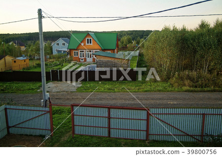 summer cottage village in the evening in Russia 39800756