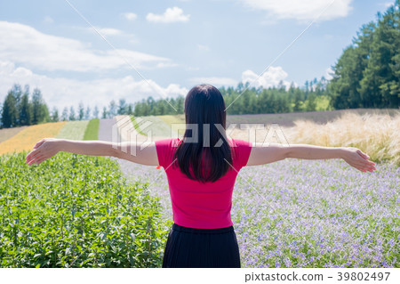 woman with beautiful landscape woman with beautiful landscape 39802497