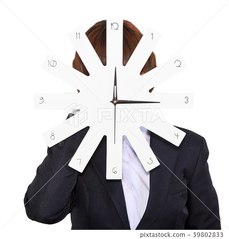 Business woman holding clock 39802833