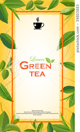 Green Tea  leaves on Orange background. 39803883