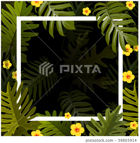 White frame of fresh green season leaves. 39803914