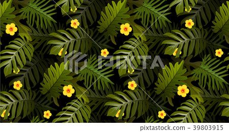 Seamless tropical pattern with palm leaves. Seamless tropical pattern with palm leaves. 39803915