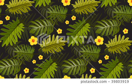 Seamless tropical pattern with palm leaves. Seamless tropical pattern with palm leaves. 39803919