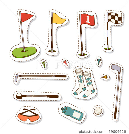 Golf icons hobby equipment cart player golfing 39804626