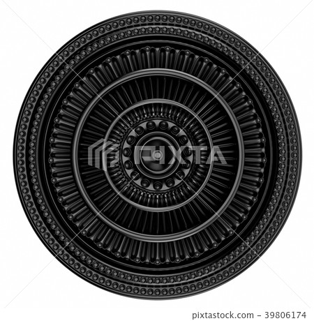 Black gypsum decoration element for interior. 3d Black gypsum decoration element for interior. 3d 39806174