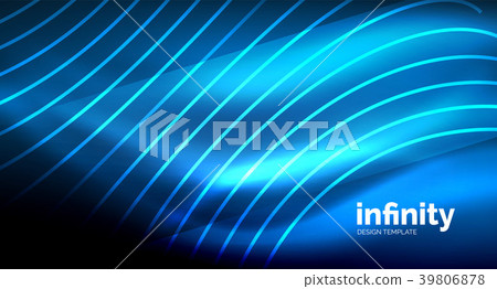 Abstract wave on dark background, shiny glowing 39806878