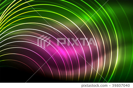 Circular glowing neon shapes, techno background Circular glowing neon shapes, techno background 39807040