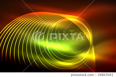 Circular glowing neon shapes, techno background Circular glowing neon shapes, techno background 39807041