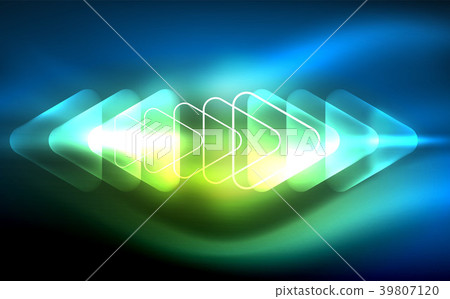 Glowing vector triangle geometric shapes in dark 39807120