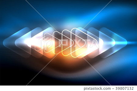 Glowing vector triangle geometric shapes in dark 39807132