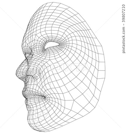 Wire-frame abstract human face 39807210