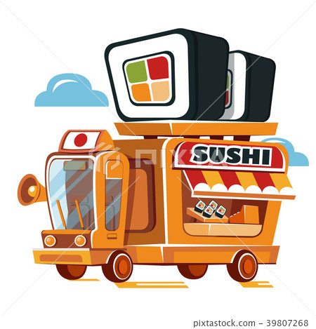 Cute Sushi Car. Fast food truck. 39807268