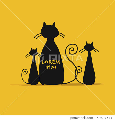 Mother cat with kittens, sketch for your design Mother cat with kittens, sketch for your design 39807344