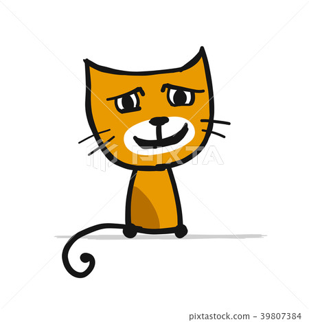 Funny kitten, sketch for your design Funny kitten, sketch for your design 39807384
