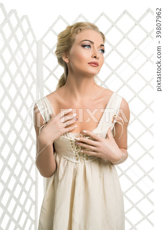 Sexy blonde with locks in romantic dress 39807962