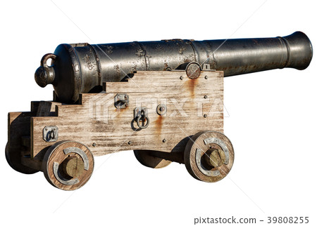 Old Naval Cannon Isolated on White Background Old Naval Cannon Isolated on White Background 39808255