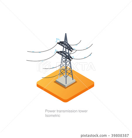 Power transmission tower isometric icon 3D Power transmission tower isometric icon 3D 39808387