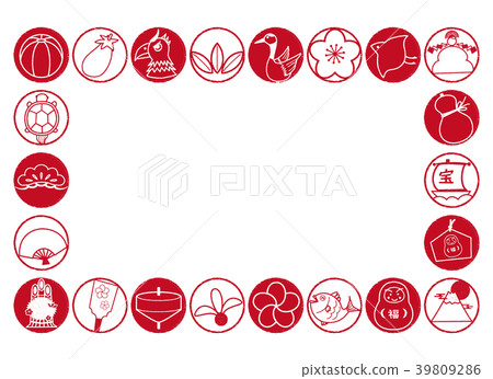 原料圓框紅色和白色對齊框架 39809286