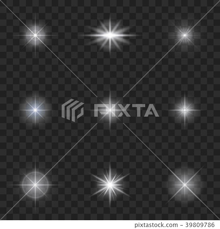 Glow light effect. Starburst with sparkles on tran 39809786