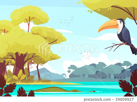 Jungle Landscape Cartoon Illustration 39809927