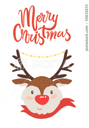 Merry Christmas Banner Congratulation from Deer 39810835