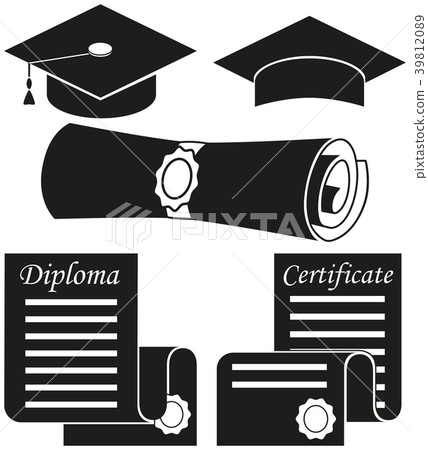 Black white graduation silhouette set 5 elements Black white graduation silhouette set 5 elements 39812089