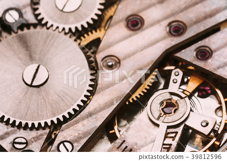 Old Clockwork Background. Clock Watch Mechanism 39812596