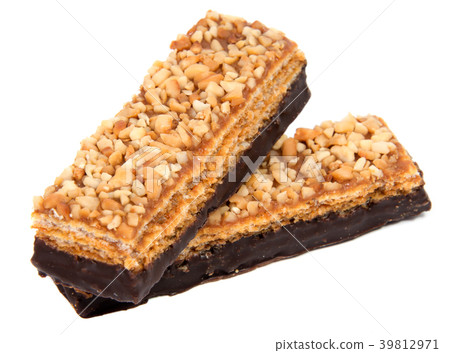 Chocolate wafers isolated on a white background 39812971