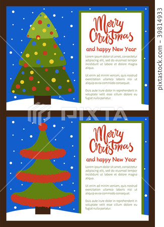 Merry Christmas Happy New Year Posters with Tree Merry Christmas Happy New Year Posters with Tree 39814933