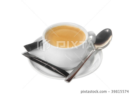 Cup of coffee with sugar isolated white Cup of coffee with sugar isolated white 39815574