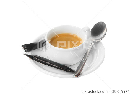 Cup of coffee with sugar isolated white Cup of coffee with sugar isolated white 39815575