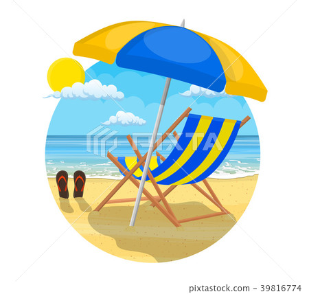 Landscape of wooden chaise lounge, 39816774